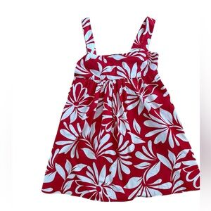 Gap Poplin Tie Back Minidress Red and White Bold Floral With Pockets 100% Cotton